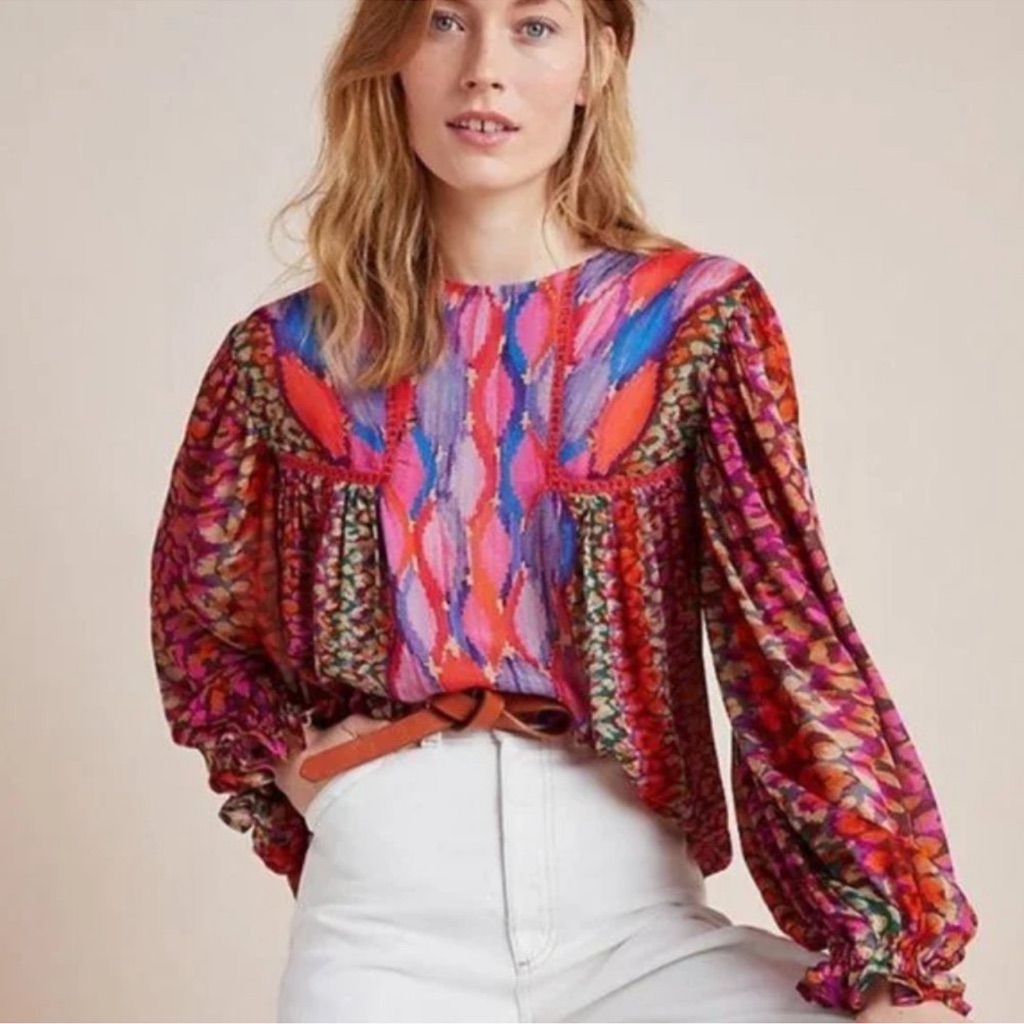 Anthropologie Brand BlNk Miranda Peasant Blouse Size Xs